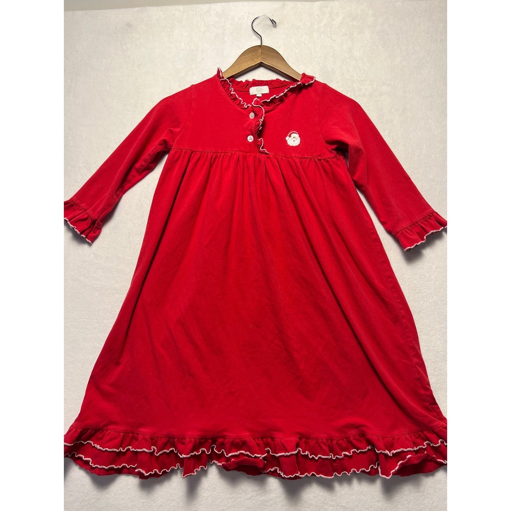 Honeydew Girls 7 Nightgown Holiday Christmas Red Santa Ruffle Sleepwear Festive